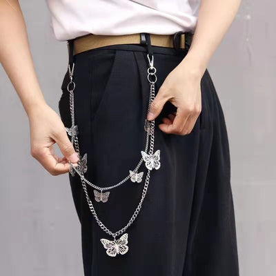 Plane Hollow Big Butterfly Jeans Chain Women