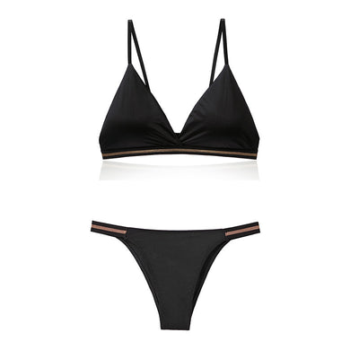 Light Luxury Edition Ice Silk Chest-wrapped Women's Beauty Back Underwear Women's Pure Desire Bra Set Bikini