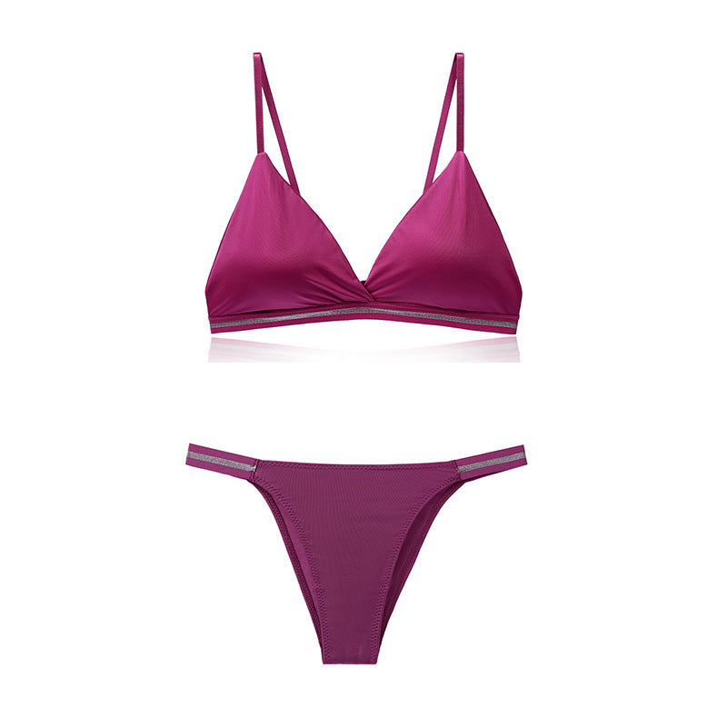 Light Luxury Edition Ice Silk Chest-wrapped Women's Beauty Back Underwear Women's Pure Desire Bra Set Bikini