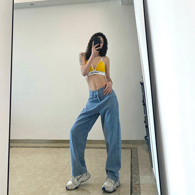 Gradient Black Jeans Women High Waist