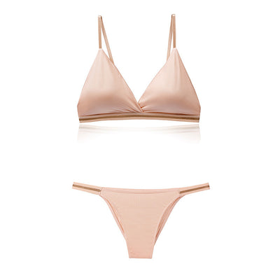 Light Luxury Edition Ice Silk Chest-wrapped Women's Beauty Back Underwear Women's Pure Desire Bra Set Bikini