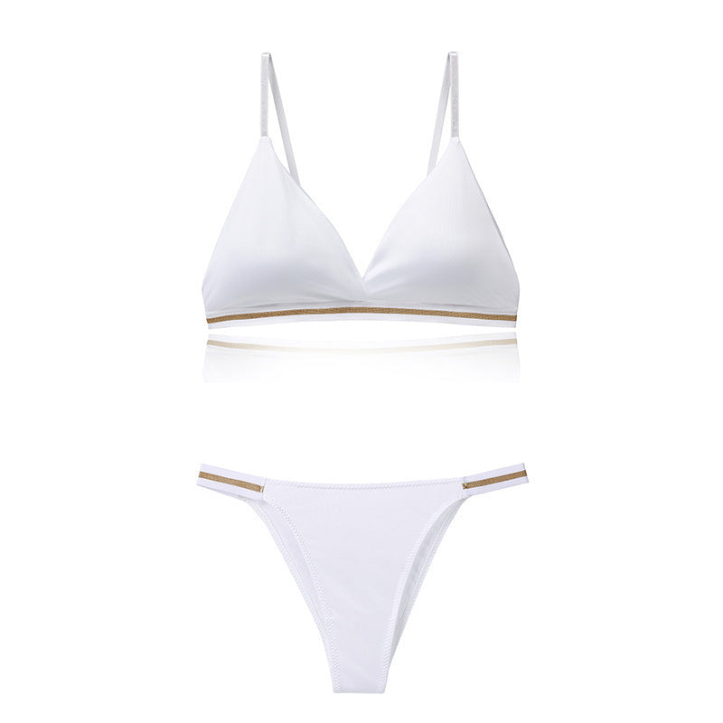 Light Luxury Edition Ice Silk Chest-wrapped Women's Beauty Back Underwear Women's Pure Desire Bra Set Bikini