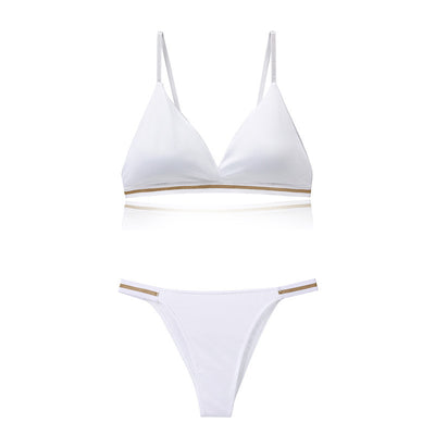 Light Luxury Edition Ice Silk Chest-wrapped Women's Beauty Back Underwear Women's Pure Desire Bra Set Bikini