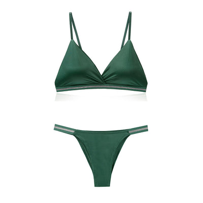 Light Luxury Edition Ice Silk Chest-wrapped Women's Beauty Back Underwear Women's Pure Desire Bra Set Bikini